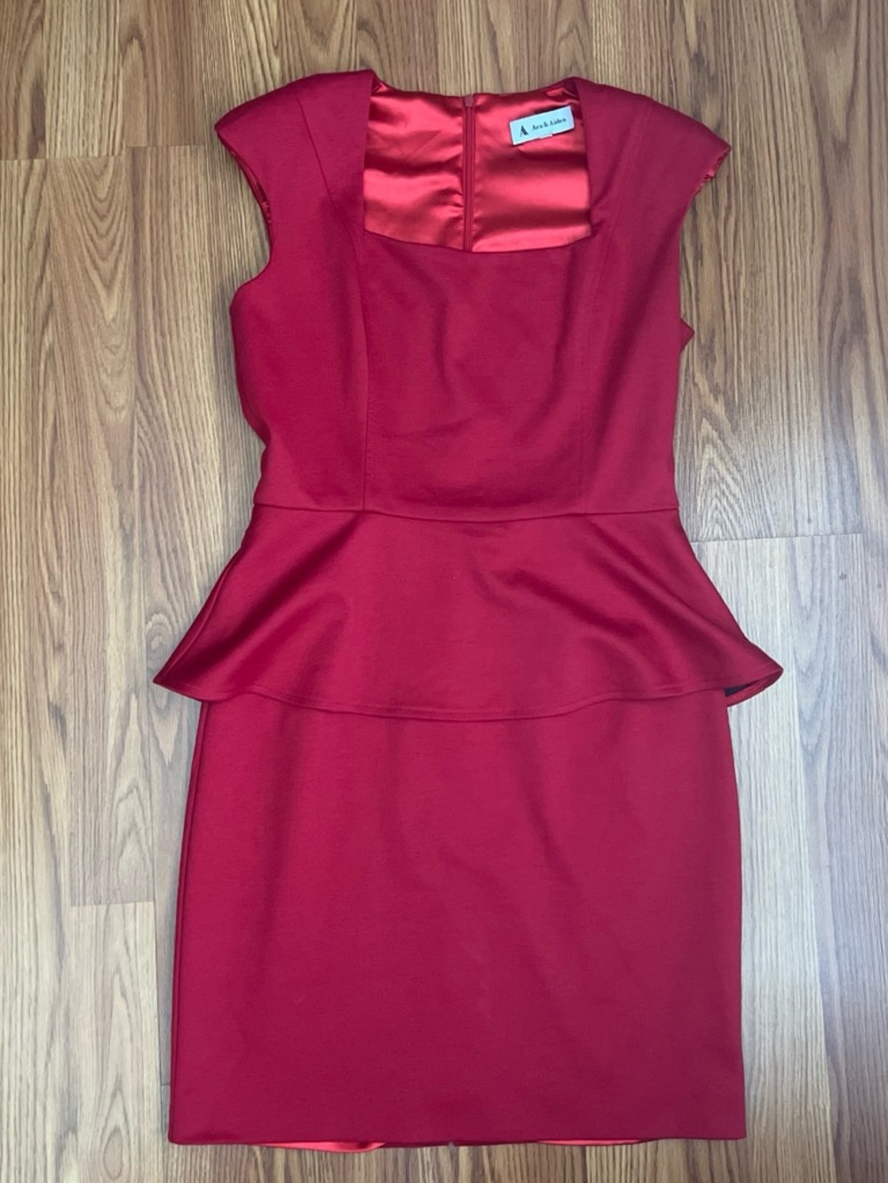 Ava & Aiden Red Peplum Midi Dress